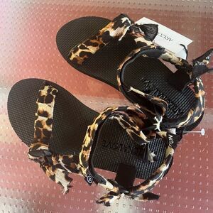 ArizonaLove Trekky Sandal black/brown Leopard print, branded sole, open toe, 37